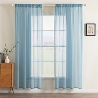 MIULEE Áttetsző Voile Függöny Szett, Szürke-Kék, 2 db, 245x140 cm, Puha Poliészter, Karnistartóval, Nappali és Hálószoba Dekoráció 1