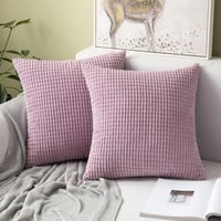 Miulee Bársony Díszpárnahuzat Szett - 2 db Kordbársony Huzat Kanapéra, Ágyra, Autóba - 50x50 cm Rózsaszín-Lila Dekoratív Párnahuzat 1