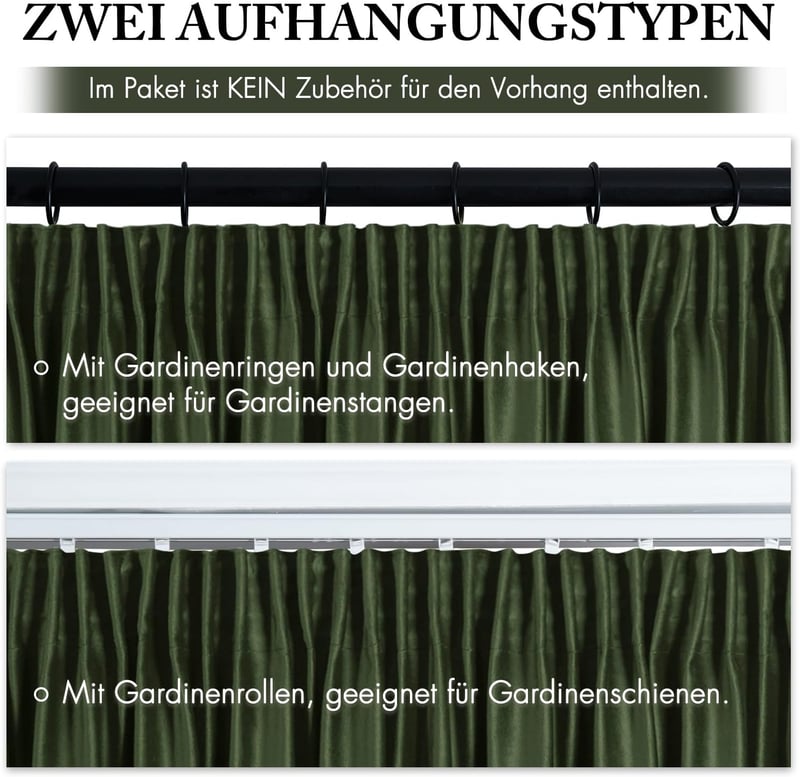 MIULEE Bársony Függöny Sötétítő 140x245cm Olajzöld Hőszigeteló Lakberendezés