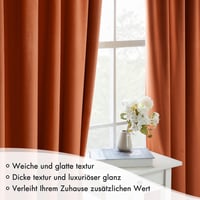 MIULEE Bársony Függöny Sötétítő 140x300cm Narancsvörös Hőszigeteló Lakberendezés - H300 x B140 cm (2er Pack), Orange-red 4