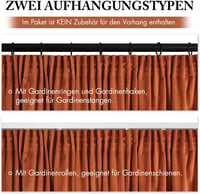MIULEE Bársony Függöny Sötétítő 140x300cm Narancsvörös Hőszigeteló Lakberendezés - H300 x B140 cm (2er Pack), Orange-red 3