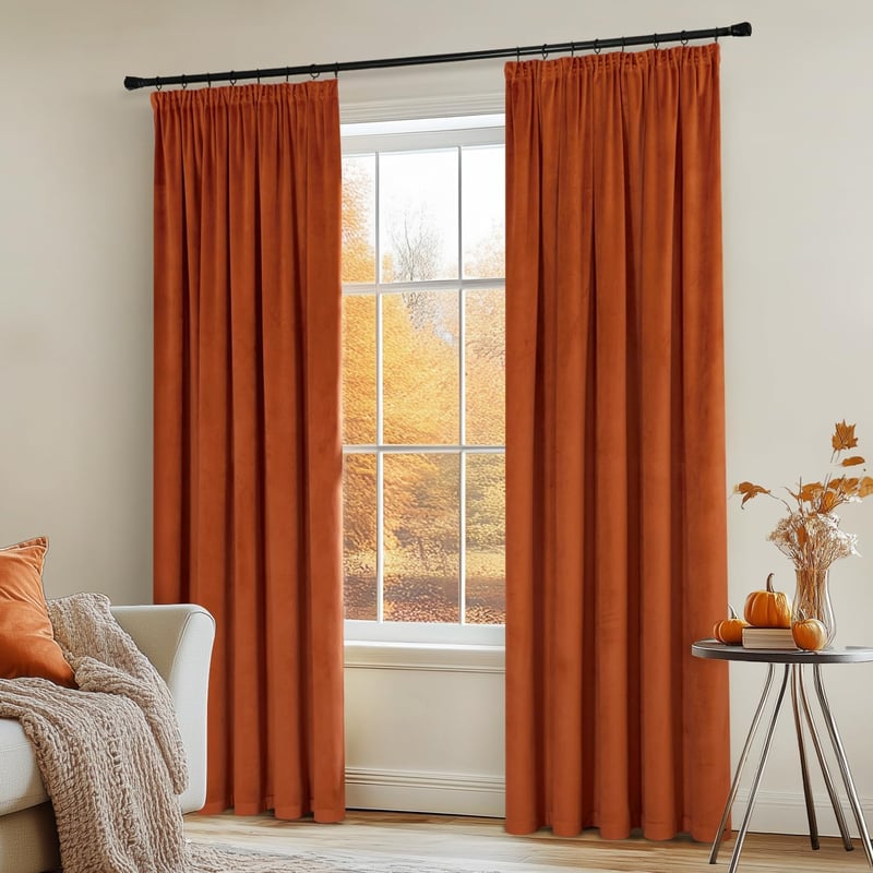 MIULEE Bársony Függöny Sötétítő 140x300cm Narancsvörös Hőszigeteló Lakberendezés - H300 x B140 cm (2er Pack), Orange-red