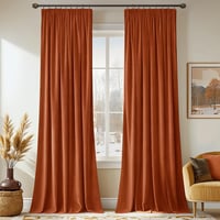 MIULEE Bársony Függöny Sötétítő 140x300cm Narancsvörös Hőszigeteló Lakberendezés - H300 x B140 cm (2er Pack), Orange-red 1