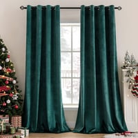 MIULEE Zamatový zatemňovací záves s krúžkami, 2 ks – tmavozelená – 140x260 cm 2