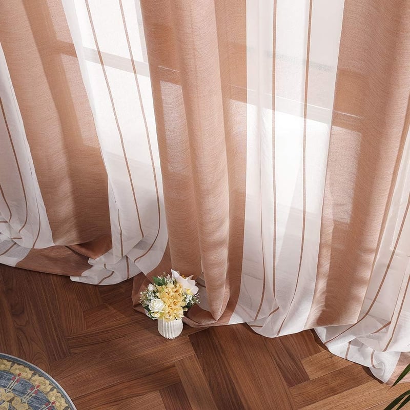 MIULEE fehér-barna csíkos voile függöny szemmekkel 215 cm