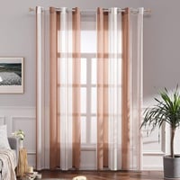 MIULEE fehér-barna csíkos voile függöny szemmekkel 215 cm 1