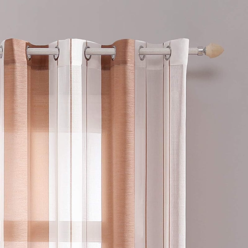 MIULEE fehér-barna csíkos voile függöny szemmekkel 215 cm