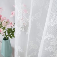 MIULEE Fehér Csipke Függöny - Fényáteresztő Fűzős Függönypár Nappali és Gyerekszoba Dekorációhoz - Mosható Poliészter, 245x150 cm, 2 db 5
