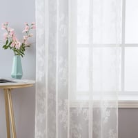 MIULEE Fehér Csipke Függöny - Fényáteresztő Fűzős Függönypár Nappali és Gyerekszoba Dekorációhoz - Mosható Poliészter, 245x150 cm, 2 db 3