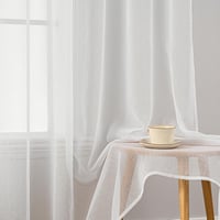 MIULEE Fehér Fátyolfüggöny Szett 2 db - Áttetsző Voile Függöny Nappali és Hálószoba Dekorációhoz, Ráncolt Szalaggal, 140x225 cm 3