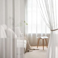 MIULEE Fehér Fátyolfüggöny Szett 2 db - Áttetsző Voile Függöny Nappali és Hálószoba Dekorációhoz, Ráncolt Szalaggal, 140x225 cm 2