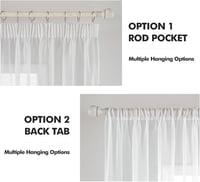 MIULEE Fehér Fátyolfüggöny Szett 2 db - Áttetsző Voile Függöny Nappali és Hálószoba Dekorációhoz, Ráncolt Szalaggal, 140x225 cm 7