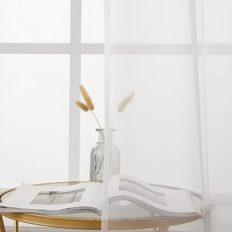 MIULEE Set de perdele voile albe - 2 bucăți perdele transparente, diafane pentru decorarea camerei de zi și a dormitorului, 175x140 cm, design dantelat, Mo