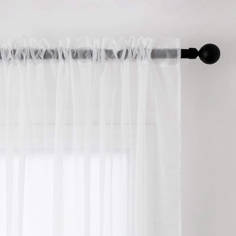 MIULEE Set de perdele voile albe - 2 bucăți perdele transparente, diafane pentru decorarea camerei de zi și a dormitorului, 175x140 cm, design dantelat, Mo