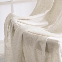 MIULEE Fodros szalaggal rögzített tab-top voile függöny, modern len hatású, félátlátszó, 2 db, fehér, 270 x 140 cm 8
