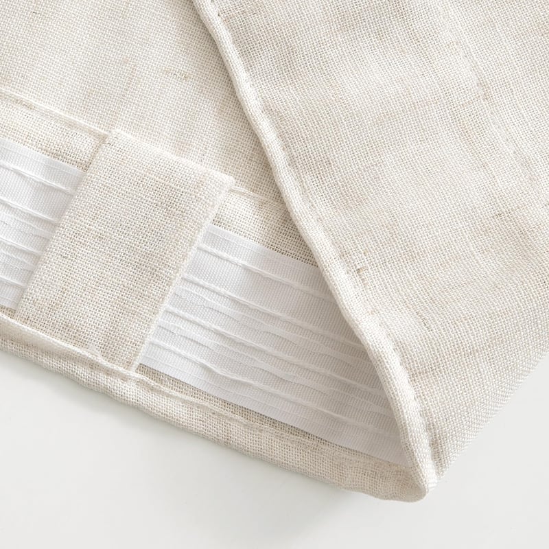 MIULEE Fodros szalaggal rögzített tab-top voile függöny, modern len hatású, félátlátszó, 2 db, fehér, 270 x 140 cm