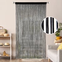 MIULEE Zavjesa od niti crna 90x200 cm - Zavjesa protiv insekata i sobna pregrada 2