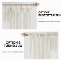 MIULEE Zavjese s efektom lana, traka za nabiranje 140x145 cm, boja slonovače, set od 2 komada 2