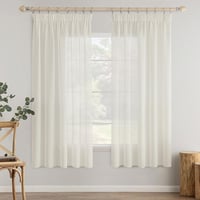 MIULEE Zavjese s efektom lana, traka za nabiranje 140x145 cm, boja slonovače, set od 2 komada 1