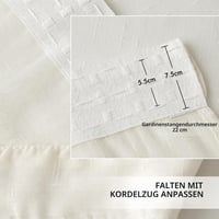 MIULEE Zavjese s efektom lana, traka za nabiranje 140x145 cm, boja slonovače, set od 2 komada 3