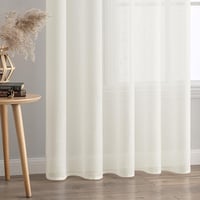 MIULEE Zavjese s efektom lana, traka za nabiranje 140x145 cm, boja slonovače, set od 2 komada 5