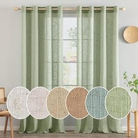 MIULEE Függöny Szövetöző Zöld 235x140cm Félátlátszó Lenvászon Hatás 2db 1
