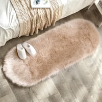 MIULEE Hosszú szálú műszőrme szőnyeg 60x160 cm okker színű puha meleg 1