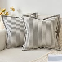 MIULEE Kordbársony Párnahuzat 45x45 cm Világosszürke Csíkos 2 db 1