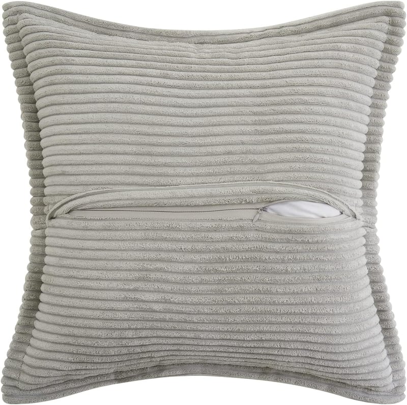 MIULEE Kordbársony Párnahuzat 45x45 cm Világosszürke Csíkos 2 db