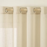 MIULEE Zavjese od voile-a s efektom lana, s ušicama, 2 komada, bež, 140x137 cm, prozirne zavjese za prozor s efektom platna 2