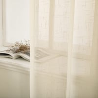 MIULEE Zavjese od voile-a s efektom lana, s ušicama, 2 komada, bež, 140x137 cm, prozirne zavjese za prozor s efektom platna 4