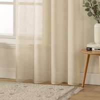 MIULEE Zavjese od voile-a s efektom lana, s ušicama, 2 komada, bež, 140x137 cm, prozirne zavjese za prozor s efektom platna 3