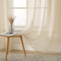 MIULEE Zavjese od voile-a s efektom lana, s ušicama, 2 komada, bež, 140x137 cm, prozirne zavjese za prozor s efektom platna 6