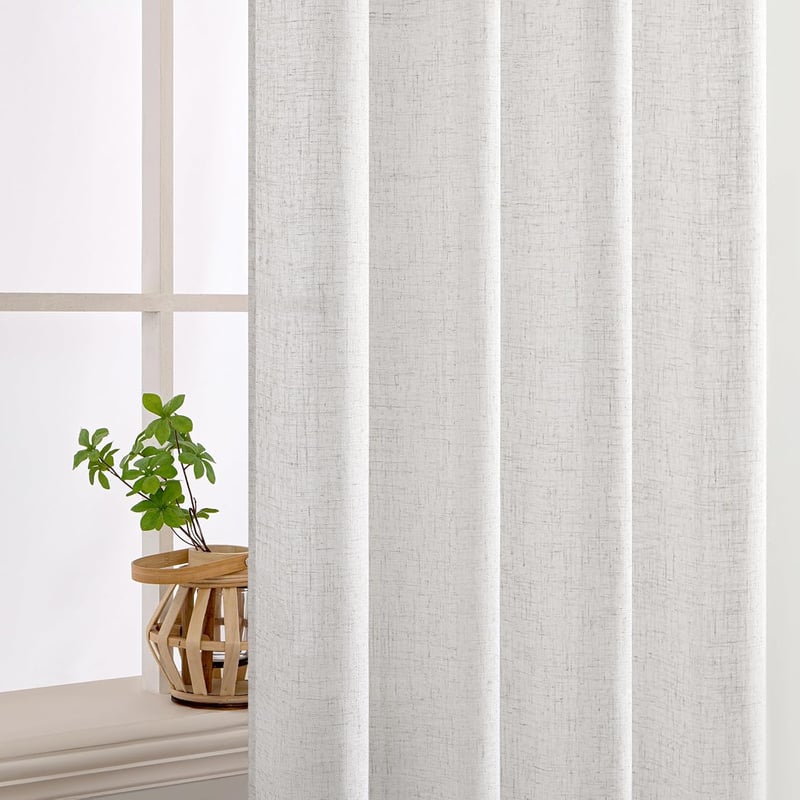 MIULEE Linen Függöny Fehér 200x245cm Átlátszó Szövet Nappali Hálószoba 2db