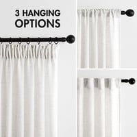 MIULEE Linen Függöny Fehér 200x245cm Átlátszó Szövet Nappali Hálószoba 2db 2