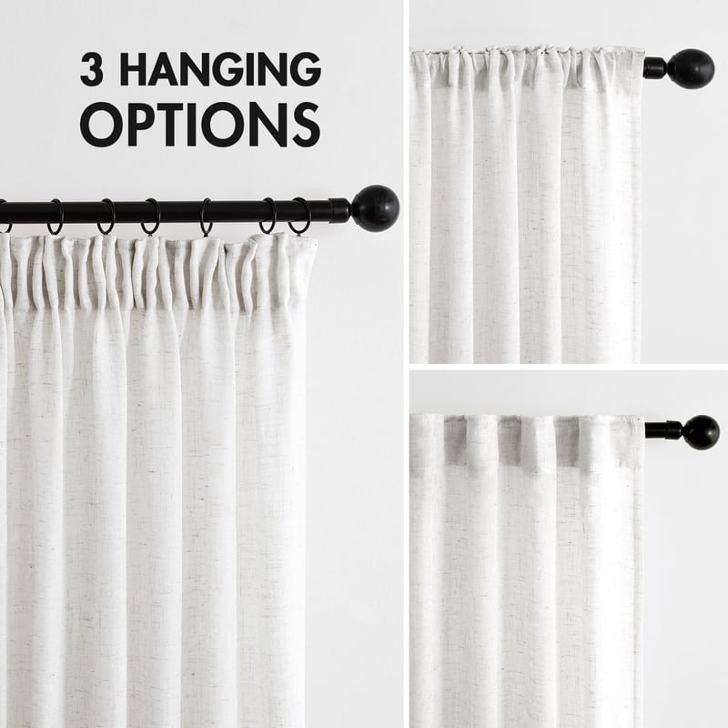 MIULEE Linen Függöny Fehér 200x245cm Átlátszó Szövet Nappali Hálószoba 2db