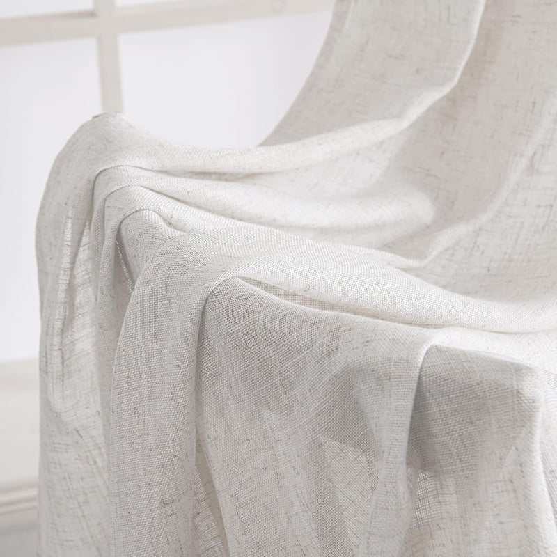 MIULEE Linen Függöny Fehér 200x245cm Átlátszó Szövet Nappali Hálószoba 2db
