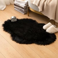 MIULEE Műszőrme Szőnyeg 60x90 cm - Puha Bolyhos Fekete Padlószőnyeg, Luxus Hatású Hosszú Szálú Dekoratív Szőnyeg Nappaliba, Hálószobába 5