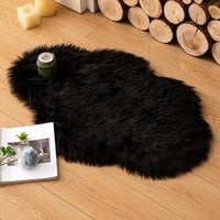MIULEE Műszőrme Szőnyeg 60x90 cm - Puha Bolyhos Fekete Padlószőnyeg, Luxus Hatású Hosszú Szálú Dekoratív Szőnyeg Nappaliba, Hálószobába 1