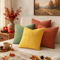 Husă de pernă MIULEE 40x40 cm, catifea raiată, pentru canapea, patchwork, portocaliu-verde, husă decorativă pentru pernă 3