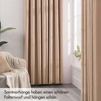 MIULEE Rose Beige Bársony Függöny Karikás 140x245 cm, Sötétítő 2 db 5