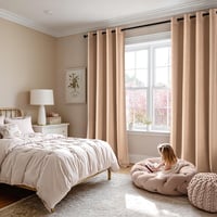 MIULEE Rose Beige Bársony Függöny Karikás 140x245 cm, Sötétítő 2 db 3