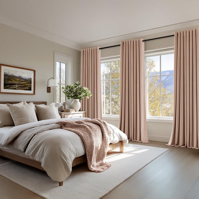 MIULEE Rose Beige Bársony Függöny Karikás 140x245 cm, Sötétítő 2 db