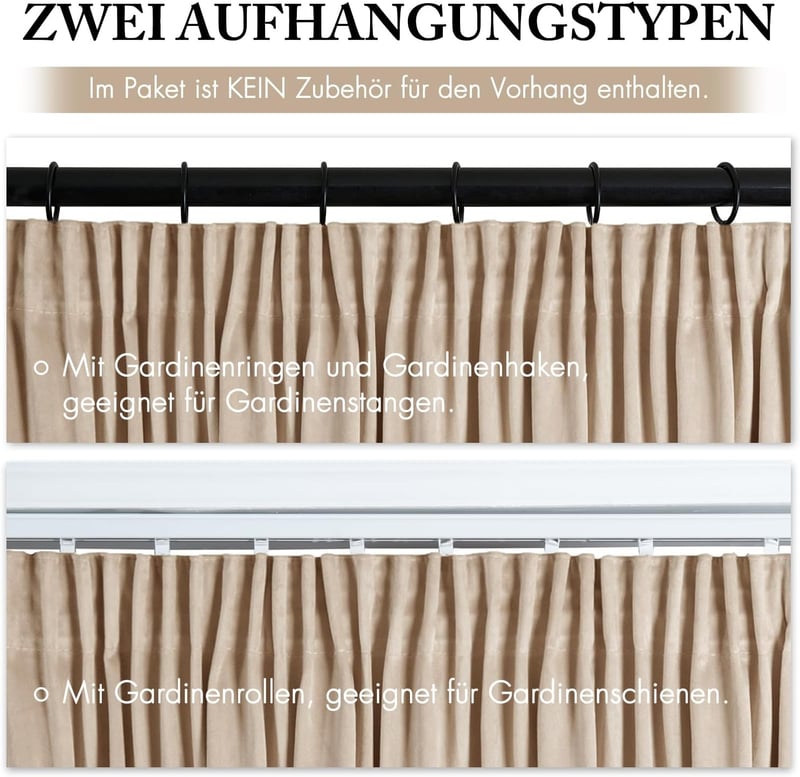 MIULEE sötét bézs bársony függöny 140x245 cm, 2 darab, hőszigetelő sötétítő függöny