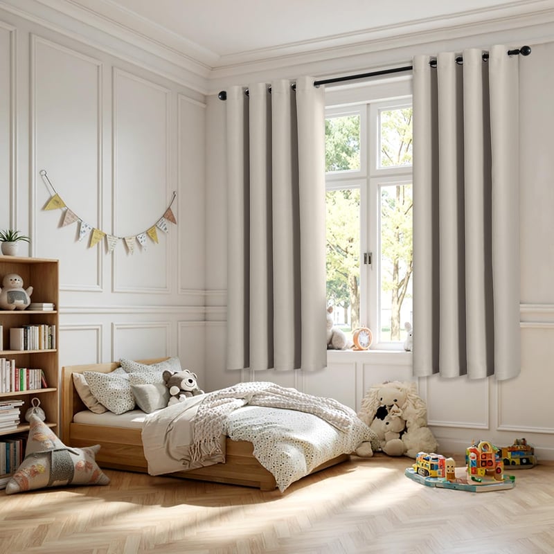 MIULEE Sötétítő Függöny Szett 2 db 260x140 cm Természetes Szín Hőszigetelő