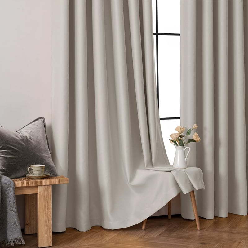 MIULEE Sötétítő Függöny Szett 2 db 260x140 cm Természetes Szín Hőszigetelő