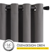 Set de 2 perdele opace MIULEE, termoizolante cu inele, gri, 140x260 cm, pentru dormitor și sufragerie, protecție împotriva frigului 5