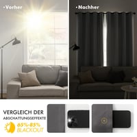 Set de 2 perdele opace MIULEE, termoizolante cu inele, gri, 140x260 cm, pentru dormitor și sufragerie, protecție împotriva frigului 3