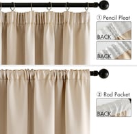 MIULEE sötétítő függöny ráncolt szalaggal 2 db 140x260 cm bézs fényzáró hőszigetelő ablakfüggöny hálószobába nappaliba 3