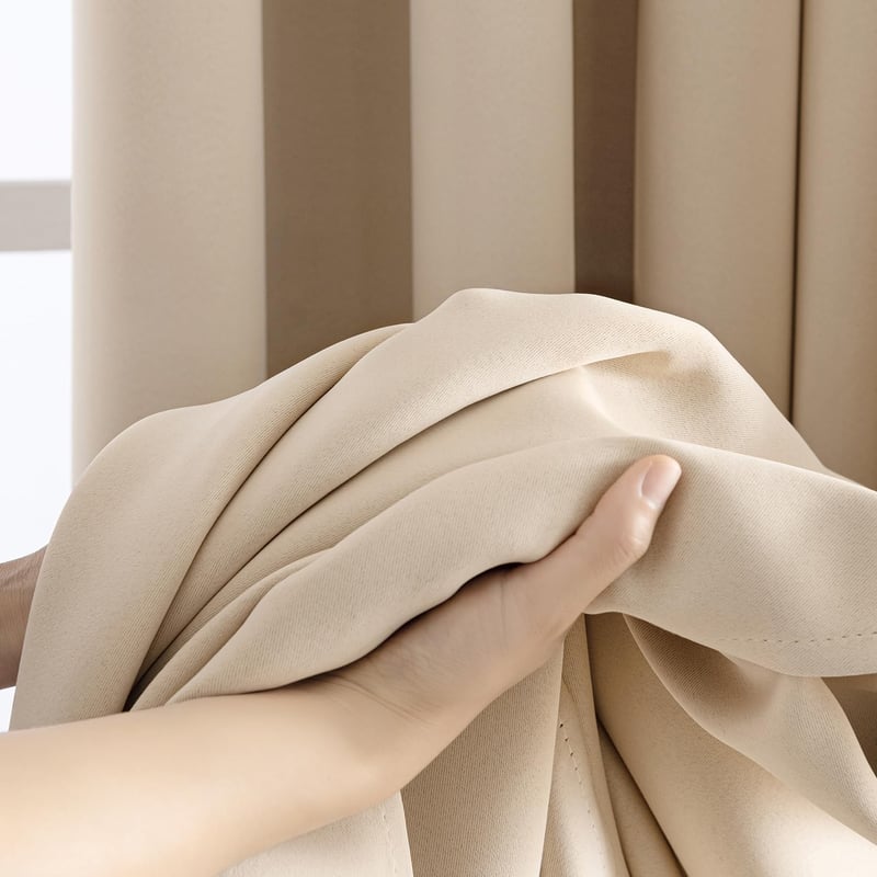 MIULEE sötétítő függöny ráncolt szalaggal 2 db 140x260 cm bézs fényzáró hőszigetelő ablakfüggöny hálószobába nappaliba